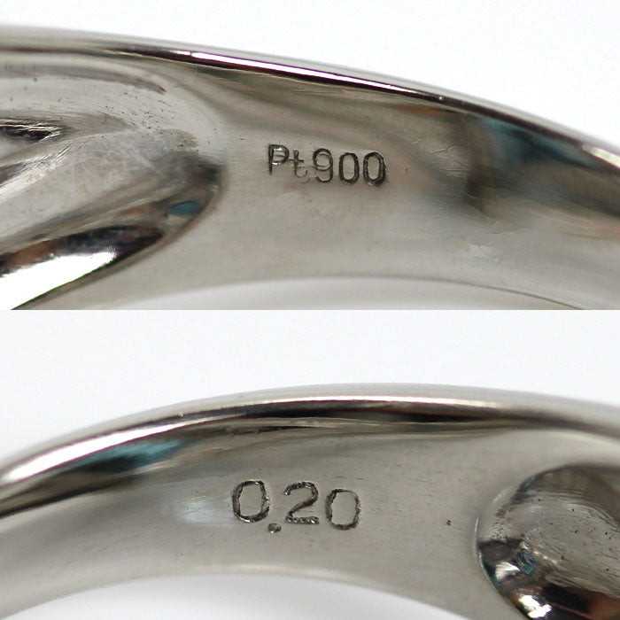 Pt900プラチナ リング・指輪 ブルートパーズ ダイヤモンド0.20ct 12号 7.2g レディース【中古】【美品】