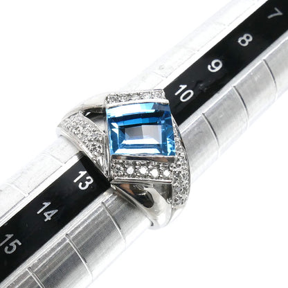 Pt900プラチナ リング・指輪 ブルートパーズ ダイヤモンド0.20ct 12号 7.2g レディース【中古】【美品】
