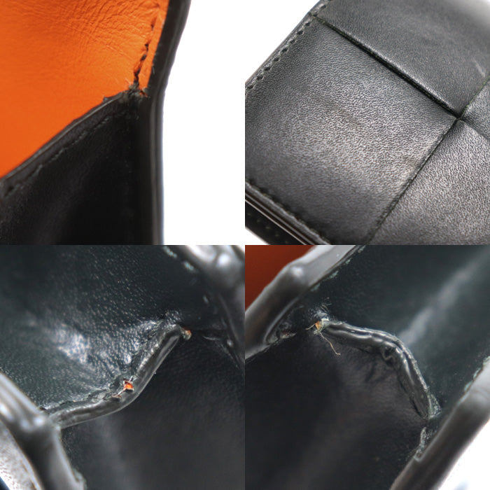 BOTTEGAVENETA ボッテガヴェネタ カセット ビジネス カードケース ダークグリーン/オレンジ 814653 V5FD1 2080 IC メンズ【中古】