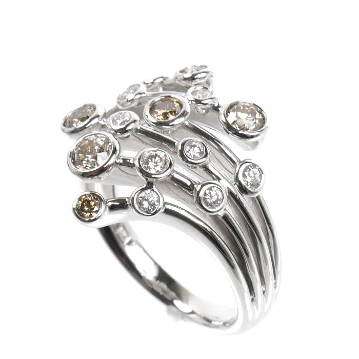 カシケイ K18WG ホワイトゴールド ベゼル リング・指輪 ダイヤモンド0.50ct/0.23ct 12号 6.3g レディース【中古】【美品】