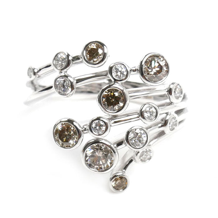 カシケイ K18WG ホワイトゴールド ベゼル リング・指輪 ダイヤモンド0.50ct/0.23ct 12号 6.3g レディース【中古】【美品】