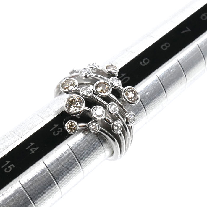 カシケイ K18WG ホワイトゴールド ベゼル リング・指輪 ダイヤモンド0.50ct/0.23ct 12号 6.3g レディース【中古】【美品】