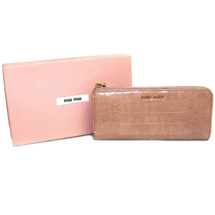 MIUMIU ミュウミュウ L字ファスナー 長財布 ベージュ レディース【中古】