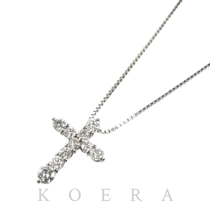 Pt900/850 クロス ネックレス ベネチアン ダイヤモンド1.00ct 6.2g 40cm レディース【中古】