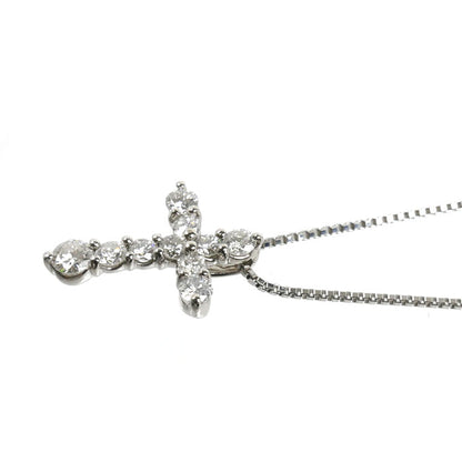 Pt900/850 クロス ネックレス ベネチアン ダイヤモンド1.00ct 6.2g 40cm レディース【中古】