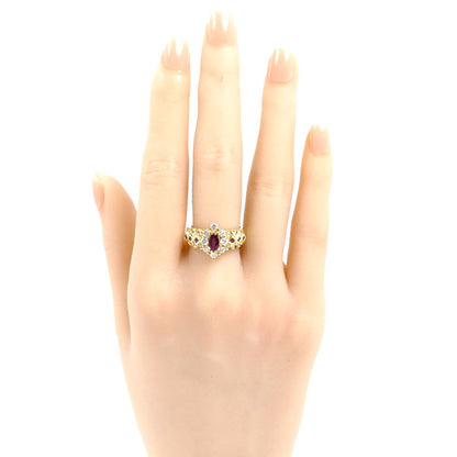 K18YG イエローゴールド リング・指輪 ルビー0.50ct/0.21ct ダイヤモンド0.70ct 13号 7.0g レディース【中古】