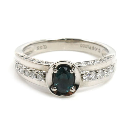 Pt900プラチナ リング・指輪 アレキサンドライト0.48ct ダイヤモンド0.35ct 14号 6.9g レディース【中古】
