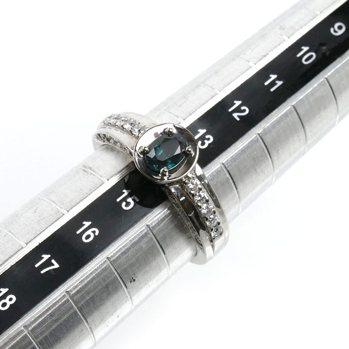 Pt900プラチナ リング・指輪 アレキサンドライト0.48ct ダイヤモンド0.35ct 14号 6.9g レディース【中古】