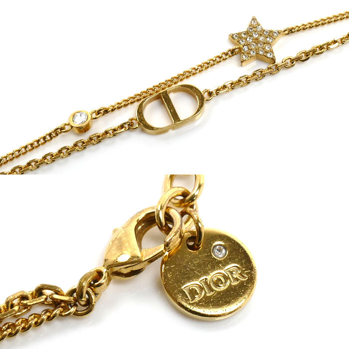 Dior ディオール メタル ラインストーン Petit CD ダブル ブレスレット B1133PMTCY_D301 ～18.5cm レディース【中古】