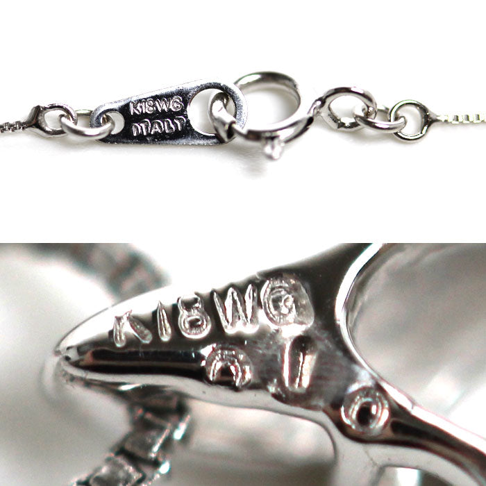 K18WG ホワイトゴールド ネックレス ダイヤモンド0.10ct 1.3g 40cm フラワーモチーフ レディース【中古】