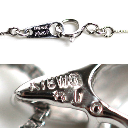 K18WG ホワイトゴールド ネックレス ダイヤモンド0.10ct 1.3g 40cm フラワーモチーフ レディース【中古】