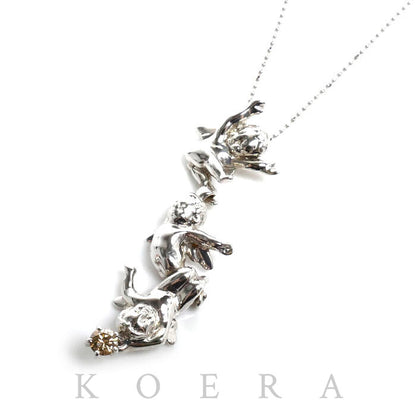 K18WG ホワイトゴールド 天使 ネックレス ダイヤモンド0.17ct 6.7g 40cm エンジェル レディース【中古】