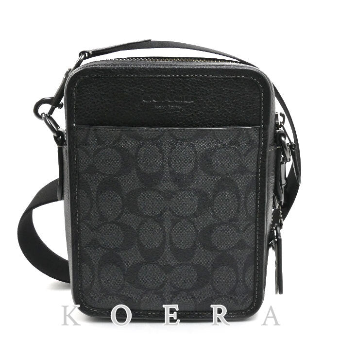 COACH コーチ シグネチャー サリバン クロスボディ ショルダーバッグ チャコール/ブラック CC009 QBMI5 メンズ【中古】【美品】