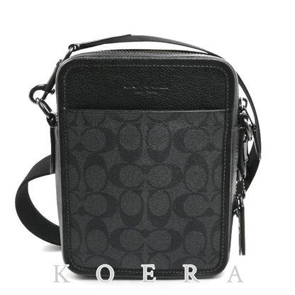 COACH コーチ シグネチャー サリバン クロスボディ ショルダーバッグ チャコール/ブラック CC009 QBMI5 メンズ【中古】【美品】