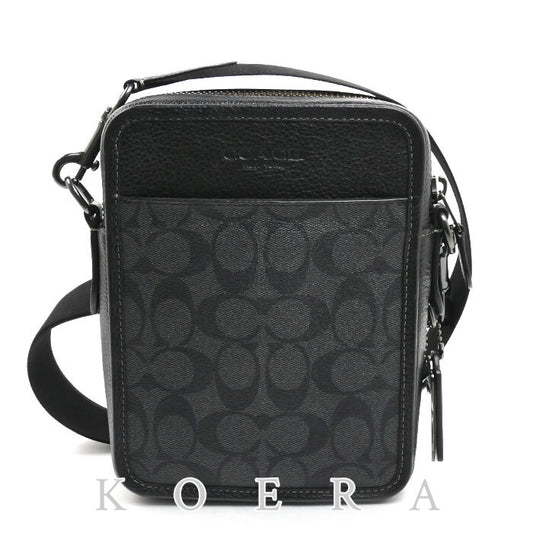 COACH コーチ シグネチャー サリバン クロスボディ ショルダーバッグ チャコール/ブラック CC009 QBMI5 メンズ【中古】【美品】