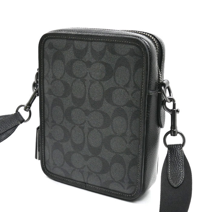 COACH コーチ シグネチャー サリバン クロスボディ ショルダーバッグ チャコール/ブラック CC009 QBMI5 メンズ【中古】【美品】