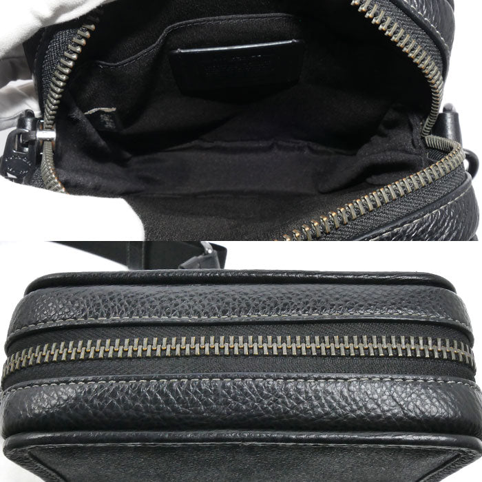 COACH コーチ シグネチャー サリバン クロスボディ ショルダーバッグ チャコール/ブラック CC009 QBMI5 メンズ【中古】【美品】