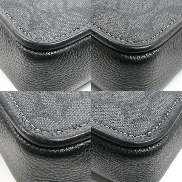 COACH コーチ シグネチャー サリバン クロスボディ ショルダーバッグ チャコール/ブラック CC009 QBMI5 メンズ【中古】【美品】