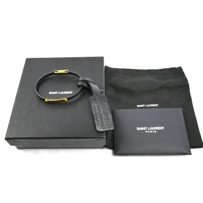 SAINT LAURENT サンローラン レザー GP IDプレート ブレスレット 5061480IH1J1000/708850 0IH1J 1000 S 16.5cm レディース【中古】