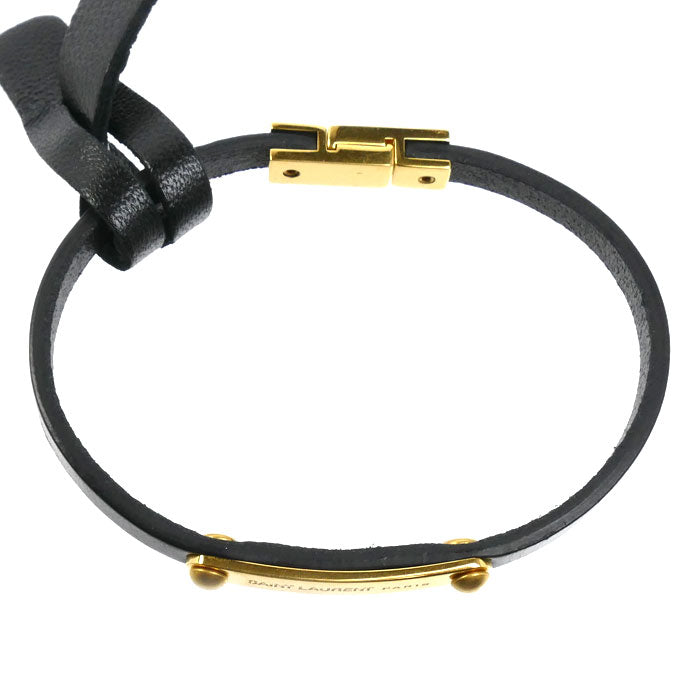 SAINT LAURENT サンローラン レザー GP IDプレート ブレスレット 5061480IH1J1000/708850 0IH1J 1000 S 16.5cm レディース【中古】