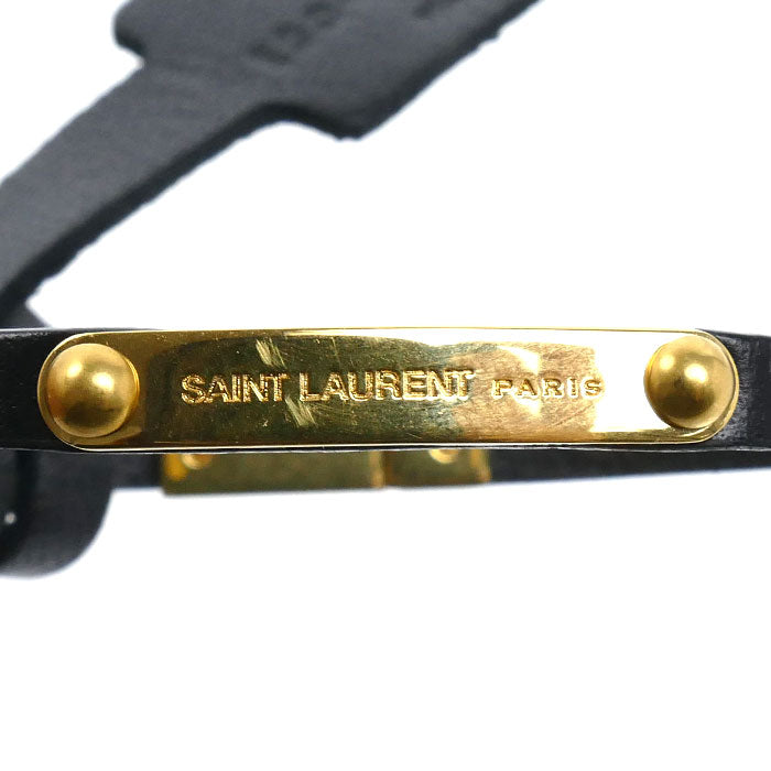 SAINT LAURENT サンローラン レザー GP IDプレート ブレスレット 5061480IH1J1000/708850 0IH1J 1000 S 16.5cm レディース【中古】
