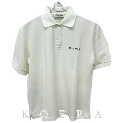 MIUMIU ミュウミュウ コットンピケ ポロシャツ ポロシャツ ホワイト MJN535_14RW_F0009_S_OOO IC XS 半袖 レディース【中古】【美品】