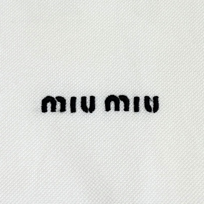 MIUMIU ミュウミュウ コットンピケ ポロシャツ ポロシャツ ホワイト MJN535_14RW_F0009_S_OOO IC XS 半袖 レディース【中古】【美品】