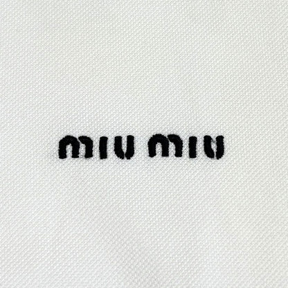MIUMIU ミュウミュウ コットンピケ ポロシャツ ポロシャツ ホワイト MJN535_14RW_F0009_S_OOO IC XS 半袖 レディース【中古】【美品】