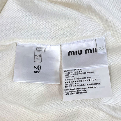 MIUMIU ミュウミュウ コットンピケ ポロシャツ ポロシャツ ホワイト MJN535_14RW_F0009_S_OOO IC XS 半袖 レディース【中古】【美品】