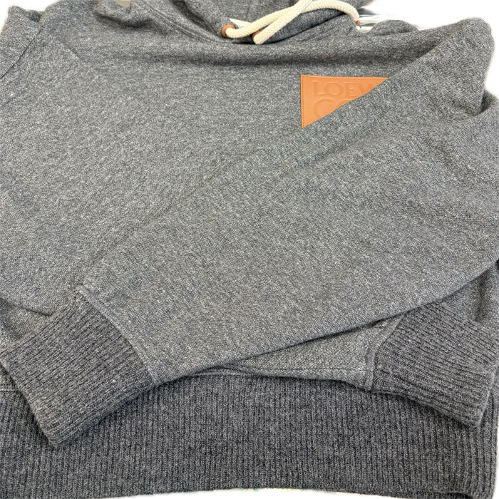 LOEWE ロエベ アナグラム レザーロゴ プルオーバー パーカー グレー S359Y25X14 XS レディース【中古】