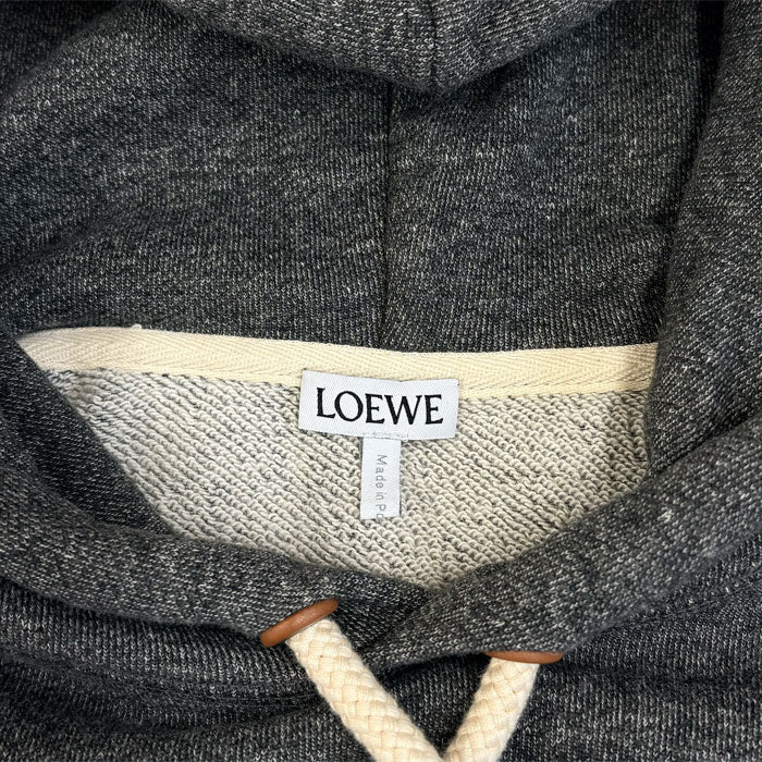 LOEWE ロエベ アナグラム レザーロゴ プルオーバー パーカー グレー S359Y25X14 XS レディース【中古】