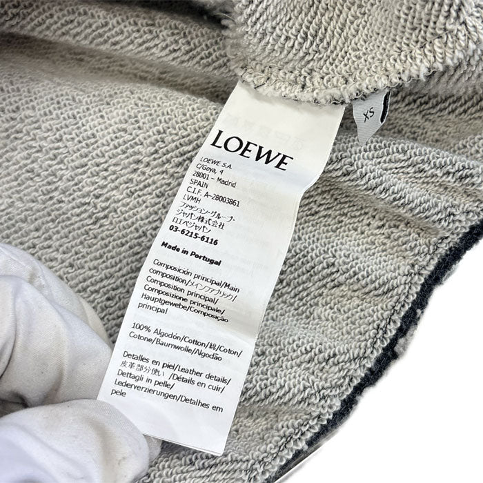 LOEWE ロエベ アナグラム レザーロゴ プルオーバー パーカー グレー S359Y25X14 XS レディース【中古】