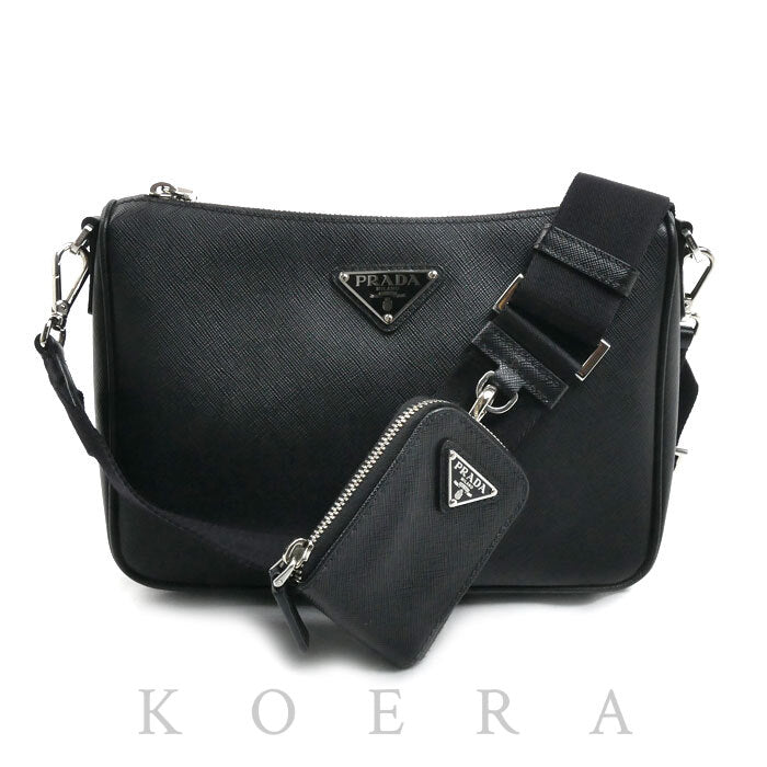 PRADA プラダ サフィアーノ ショルダーバッグ ブラック 2VH113 9Z2 DMP IC レディース【中古】