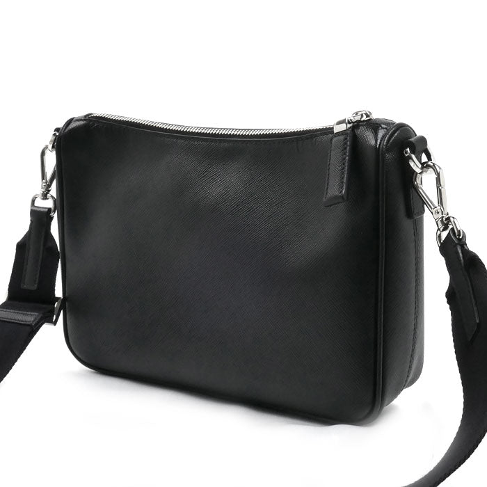 PRADA プラダ サフィアーノ ショルダーバッグ ブラック 2VH113 9Z2 DMP IC レディース【中古】