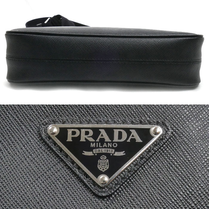 PRADA プラダ サフィアーノ ショルダーバッグ ブラック 2VH113 9Z2 DMP IC レディース【中古】