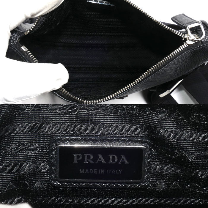 PRADA プラダ サフィアーノ ショルダーバッグ ブラック 2VH113 9Z2 DMP IC レディース【中古】