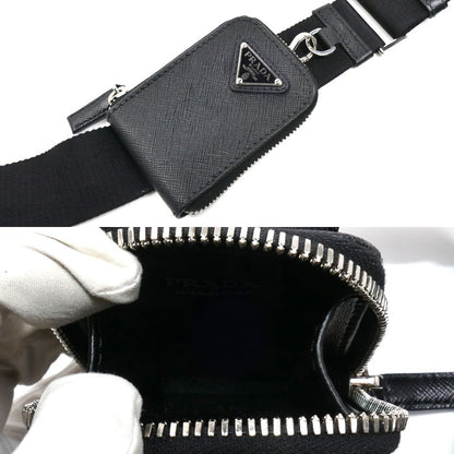 PRADA プラダ サフィアーノ ショルダーバッグ ブラック 2VH113 9Z2 DMP IC レディース【中古】