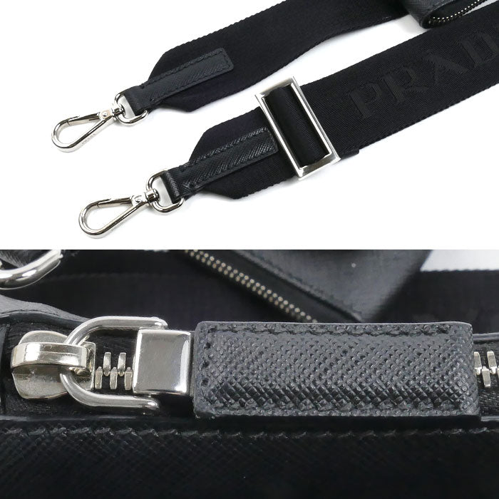 PRADA プラダ サフィアーノ ショルダーバッグ ブラック 2VH113 9Z2 DMP IC レディース【中古】