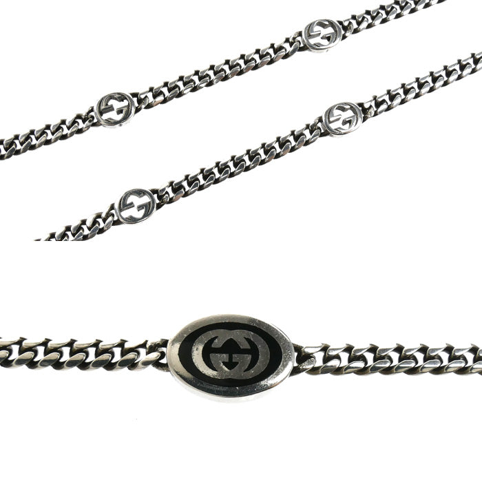 GUCCI グッチ シルバー925 インターロッキングG ブレスレット 678657 J8410 8191 5.3g ユニセックス【中古】