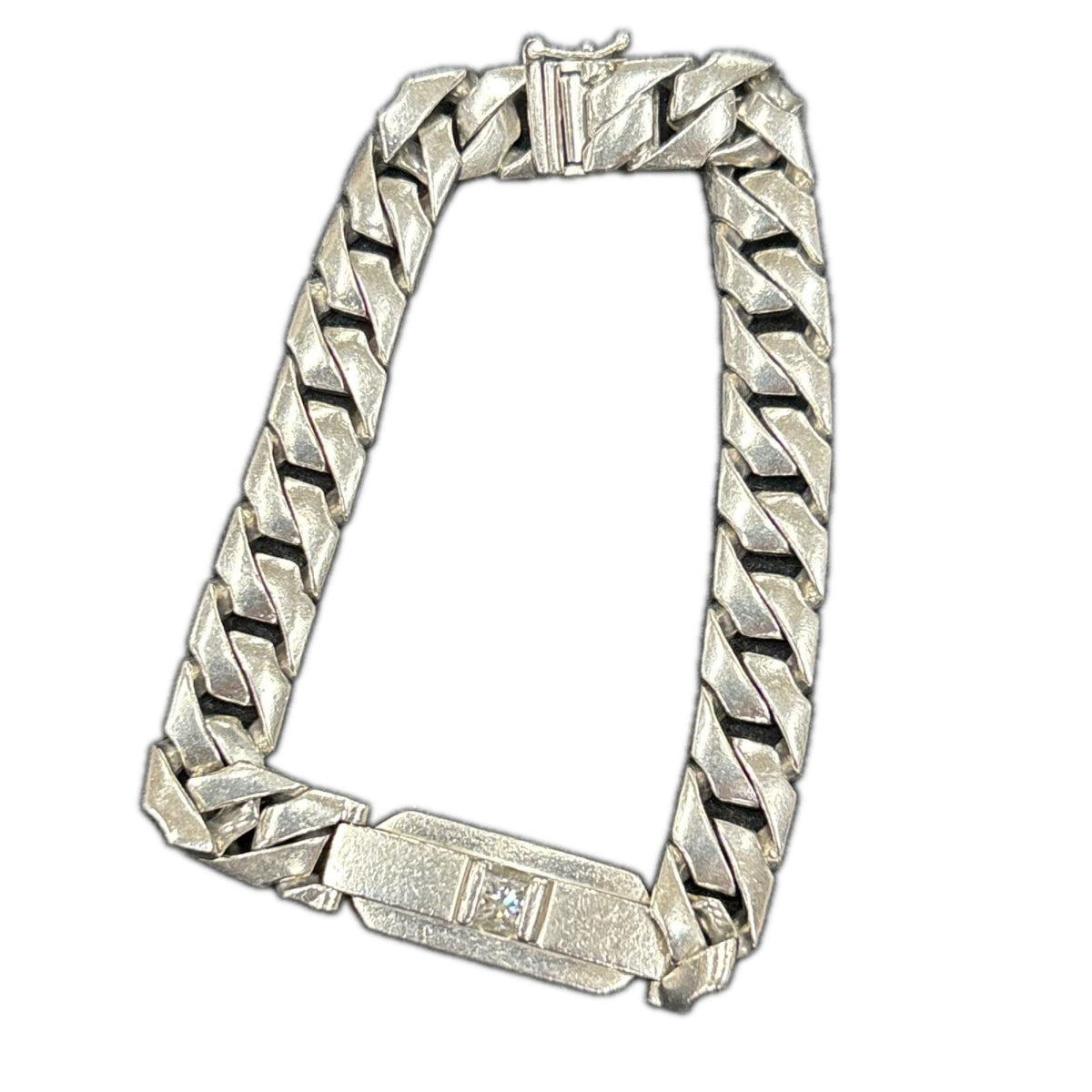 Pt850プラチナ ブレスレット ダイヤモンド0.41ct 62.2g 20.5cm メンズ【中古】