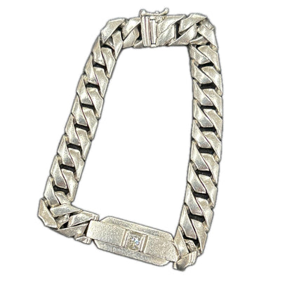 Pt850プラチナ ブレスレット ダイヤモンド0.41ct 62.2g 20.5cm メンズ【中古】