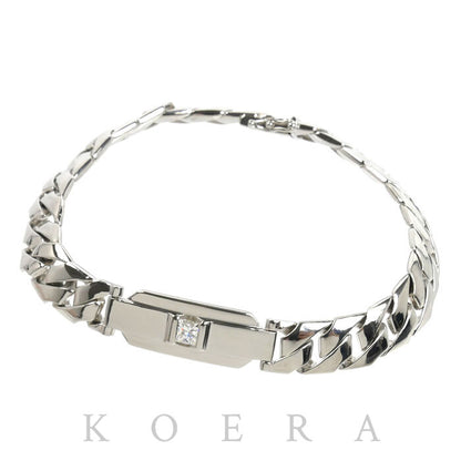 Pt850プラチナ ブレスレット ダイヤモンド0.41ct 62.2g 20.5cm メンズ【中古】