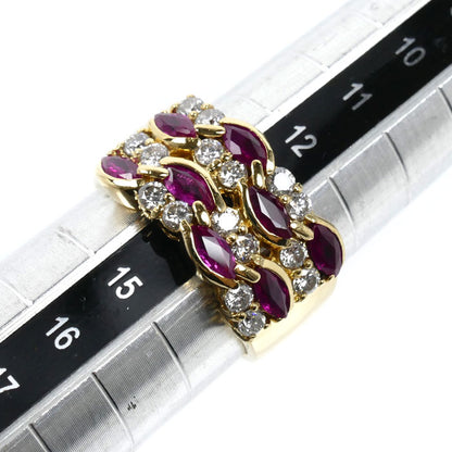 K18YG イエローゴールド リング・指輪 ルビー1.05ct ダイヤモンド0.75ct 13号 7.9g レディース【中古】
