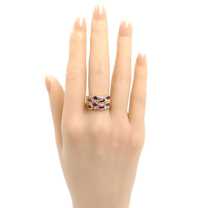 K18YG イエローゴールド リング・指輪 ルビー1.05ct ダイヤモンド0.75ct 13号 7.9g レディース【中古】