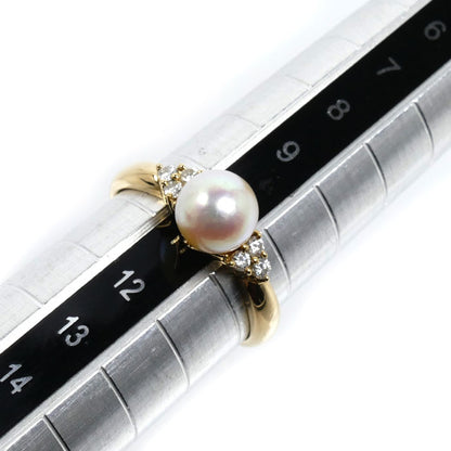 TASAKI タサキ K18YG イエローゴールド リング・指輪 パール約6.5mm ダイヤモンド0.11ct 10.5号 2.5g レディース【中古】