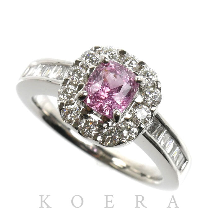 Pt950プラチナ パパラチアサファイア リング・指輪 サファイア1.134ct ダイヤモンド0.59ct 12号 7.8g レディース【中古】