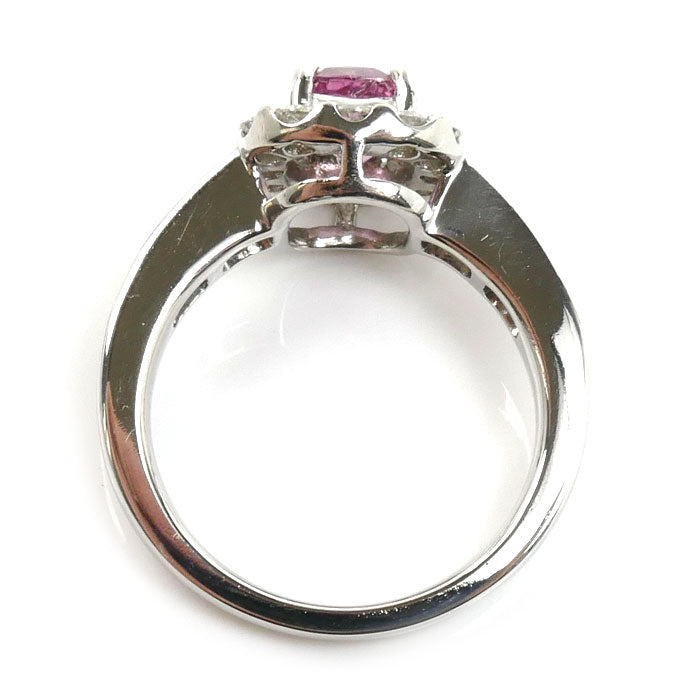 Pt950プラチナ パパラチアサファイア リング・指輪 サファイア1.134ct ダイヤモンド0.59ct 12号 7.8g レディース【中古】