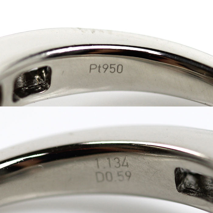 Pt950プラチナ パパラチアサファイア リング・指輪 サファイア1.134ct ダイヤモンド0.59ct 12号 7.8g レディース【中古】