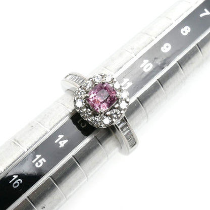 Pt950プラチナ パパラチアサファイア リング・指輪 サファイア1.134ct ダイヤモンド0.59ct 12号 7.8g レディース【中古】