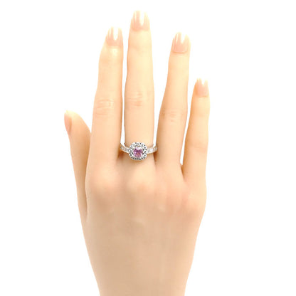 Pt950プラチナ パパラチアサファイア リング・指輪 サファイア1.134ct ダイヤモンド0.59ct 12号 7.8g レディース【中古】
